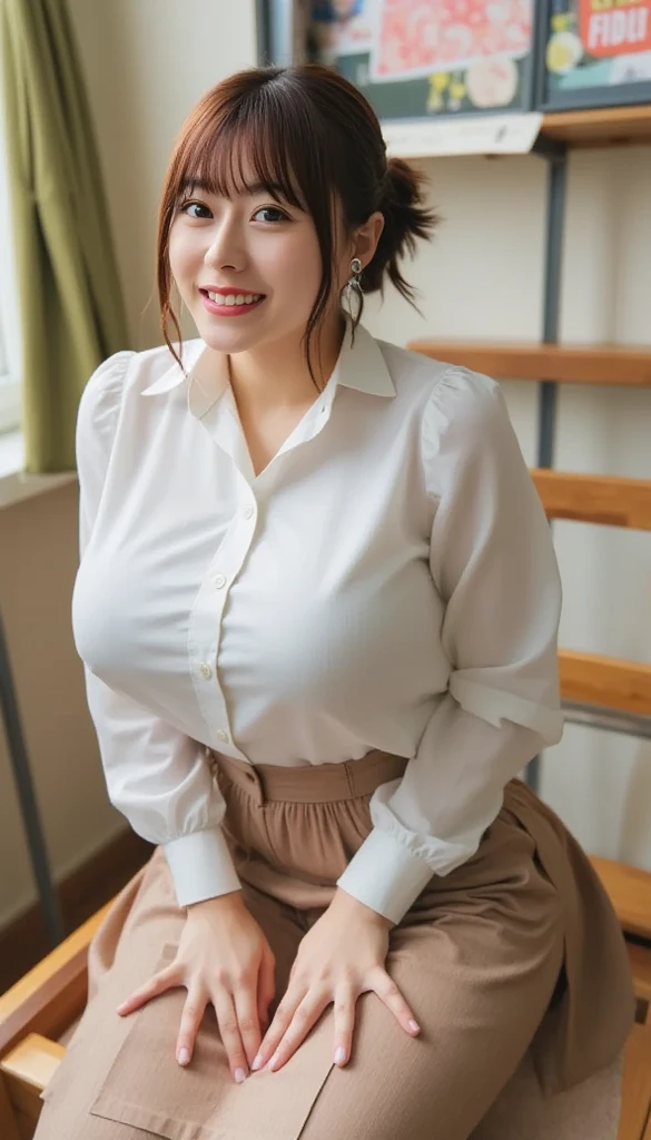 (8k, RAW photo, best quality, masterpiece:1.2), (realistic, photo-realistic:1.37), ultra-detailed,
1 girl,cute, solo,beautiful detailed sky,detailed cafe,night,sitting,dating,(nose blush),(smile:1.1),(closed mouth),large breasts, seductive smile, large aparture, professional lighting, Sony A7R4, Zessie 50mm F1.8,
medium breasts,beautiful detailed eyes,(collared shirt:1.1), bowtie,pleated skirt,(short hair:1.2),floating hair