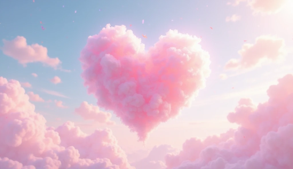 Draw a cardioid cloud, fluttery，Lighthearted atmosphere，Pink color scheme，Small Fresh