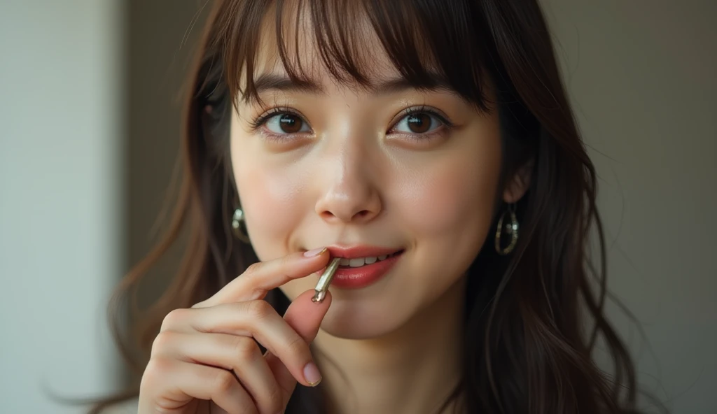 um close up de uma mulher com um anel no dedo, Dom Yunjoo, Asuka, Lalisa Manobal, Janice cantou, Lalisa Manoban do Blackpink, Parque Ji-min, Yoshitomo Nara, com franja, franja de cortina, Sakimichan, franja, Heonhwa Choe