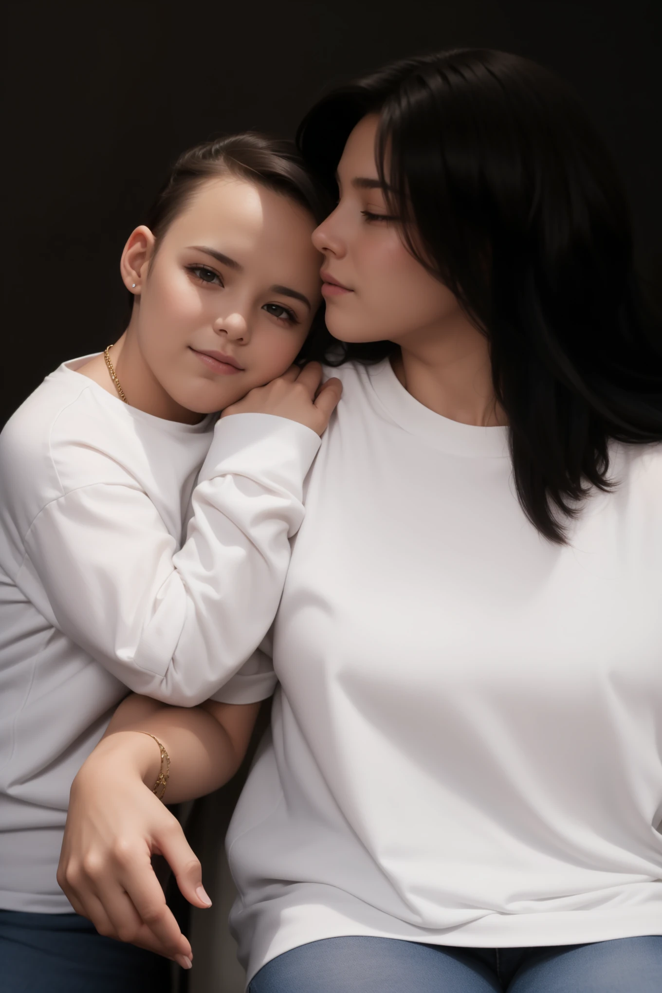 Girl kissing in boy lap