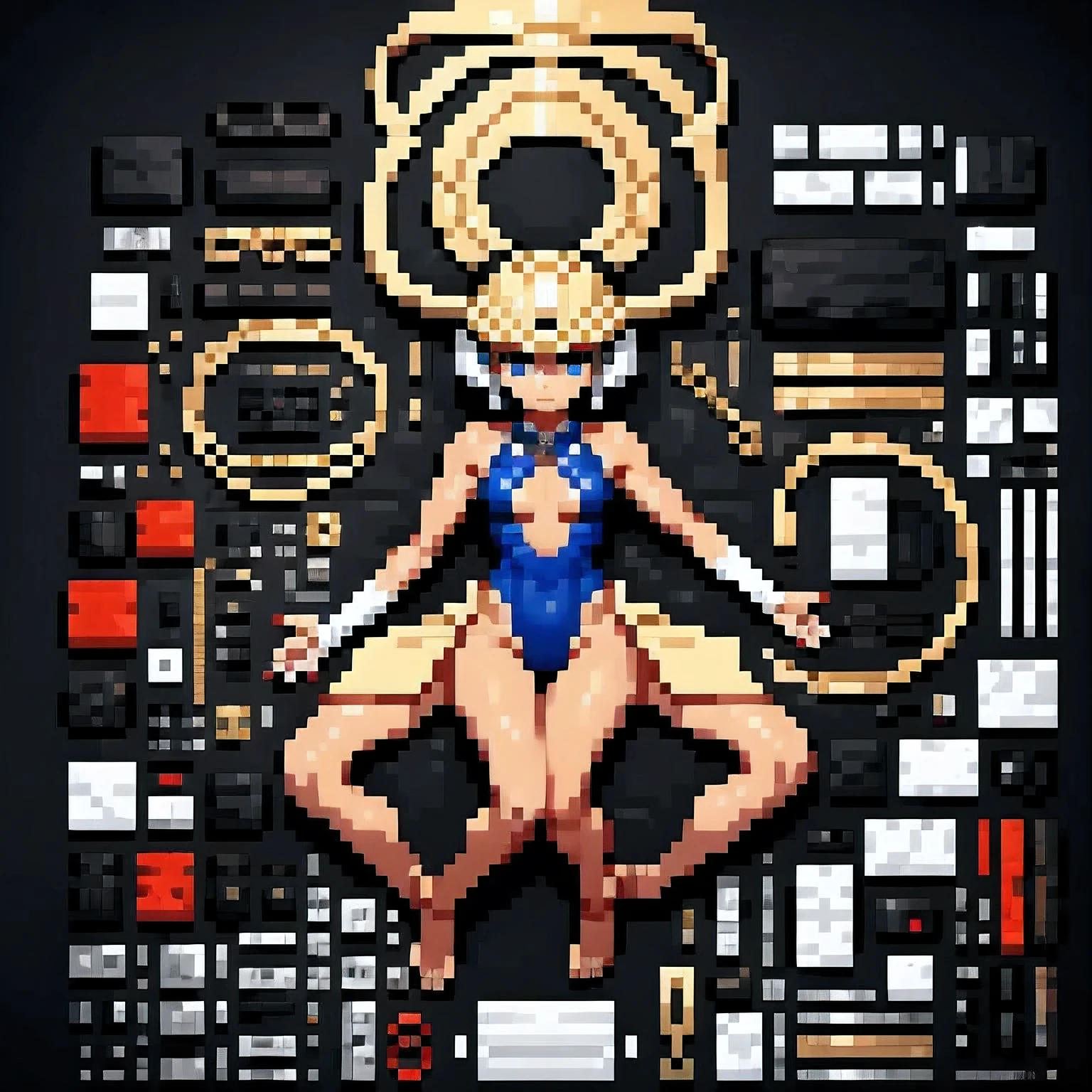 (masterpiece, top quality, best quality), pixel,pixel art,1girl with big chest,cyborg body,full body, 
 