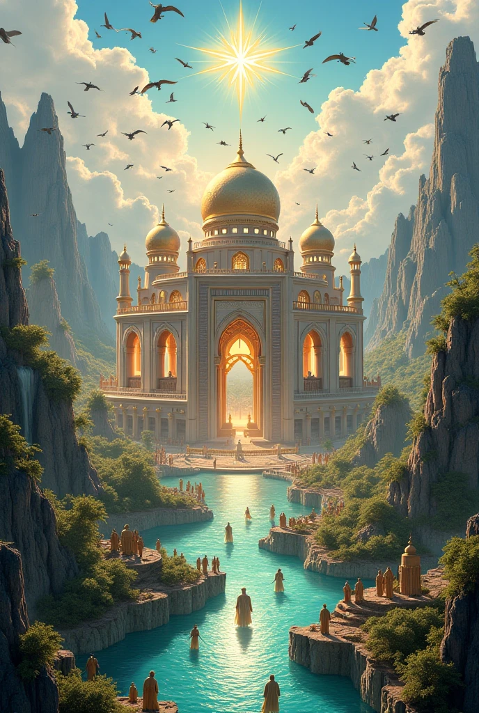 Golden Harbor is home to the Coels, a citadel that shines with gold and white marble, built on the shores of a lake whose waters reflect the golden light of the sunset.