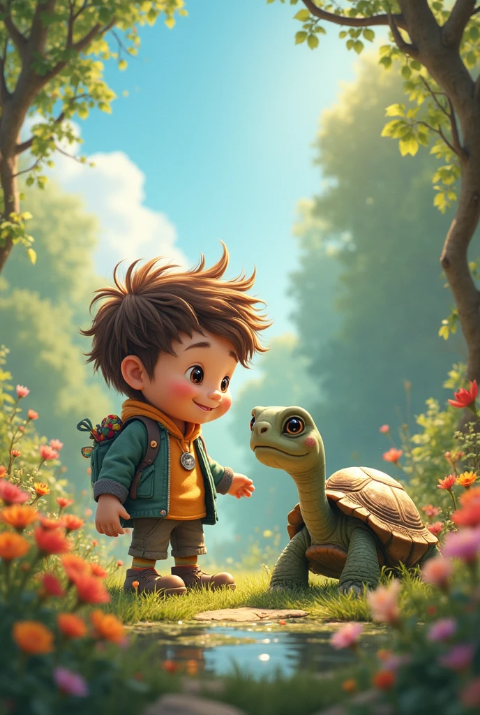 Create a boy with a turtle