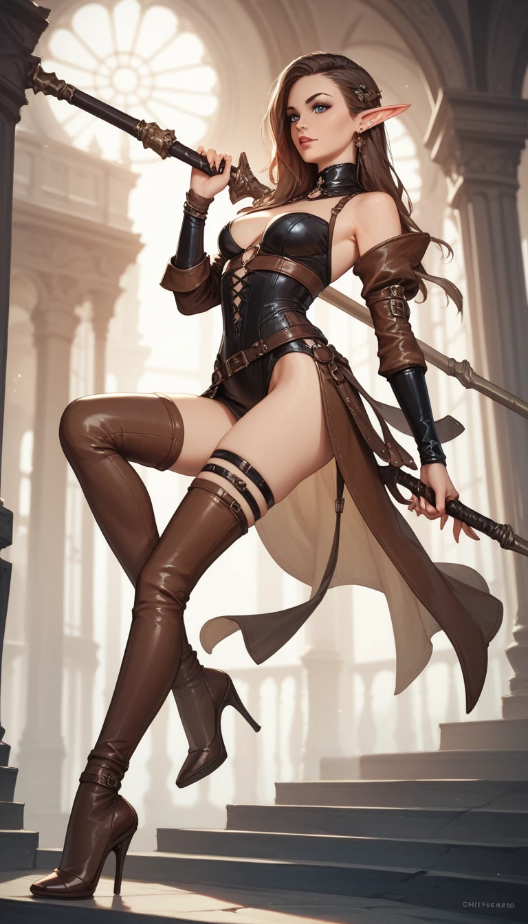 (masterpiece), best quality, expressive eyes, perfect face, (pirate ship background), (standing), (smirk), (closeup view), (1girl, vanessa alessia, pale skin, brown hair, wavy hairstyle, blue eyes, hourglass figure, thin body, skinny body, petite_body, medium breasts, thick thighs, long fingernails, , white front lace blouse, brown leather corset, brown leather shorts, brown boots, sheathed cutlass sword, flintlock pistol in holster, hoop earrings, miscellaneous jewelry), big breasts, stripping, elegant makeup, exhibitionism, naked in public, , slim thighs, toned body, shiny skin, sexy pose, amber eyes, narrow hips, wearing high hip thong and see-through top