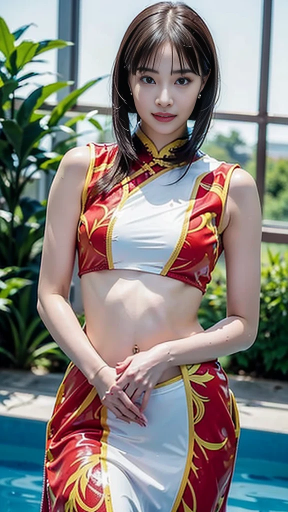 Moisturized skin, (red eyes), realistic body, (adult female body), heartless, (16 years old), (young girl),
BREAK,
bright red lipstick, (beautiful navel),
BREAK,
((masterpiece + highest quality + high resolution + highly detailed)), (full body: 1.2), symmetrical, one shot,
BREAK,
(leaves fluttering), (wind blowing), (battle stance: 1.4),
BREAK,
(large Japanese sword), ninja clothes, inside a mansion, assassination, a ninja with a sword creeps through a mansion, has a cut, long hair, ponytail, red hair, sword, cross mark on left cheek,