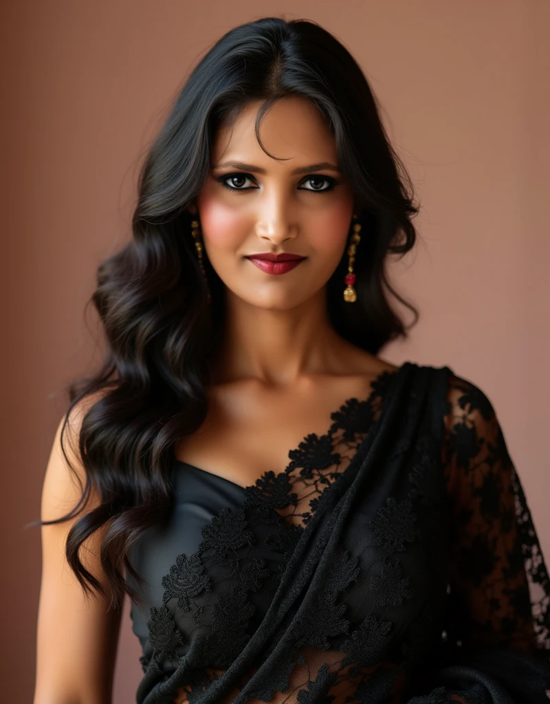 (editorial photograph of a young Indian woman in yellow dress and dark red lips),(((massive breast)))、karla ortiz, (highly detailed face:1.4) (smile:0.7) (backround 5 star hotel , moody, private study:1.3) POV, by lee jeffries, nikon d850, film stock photograph ,4 kodak portra 400 ,camera f1.6 lens ,rich colors ,hyper realistic ,lifelike texture, dramatic lighting , cinestill 800, realistic, wearing Black dobby weave self design fit & flare dress Sweetheart neck Short, puff sleeve Tie-up detail on back Above knee length in flounce hem Attached Lining Chiffon fabric, actress, karla ortiz, posing!!, candid picture, by Max Dauthendey,