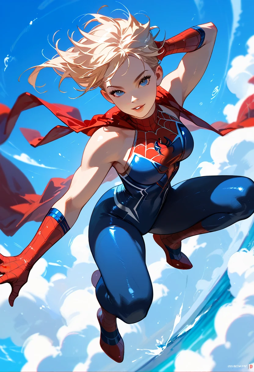 1girl, medium breasts, ((leotard, highleg leotard, light blue leotard)), (lighting bolt emblem on chest), bare legs, (tight belt), boots, matching boots, gloves, city backdrop, solo, single, standing, full body shot, cowboy shot, superhero, beautiful detailed eyes, power, ((blonde hair, short hair, wavy hair)), high school backdrop, outdoors, mature lady, teacher, spins fast in place like a tornado, wind swirls, rapid gyration, girl tornado spinning, girl turning to a whirlwind, outstretched arms, perfect body, good proportions, super spin, superpower