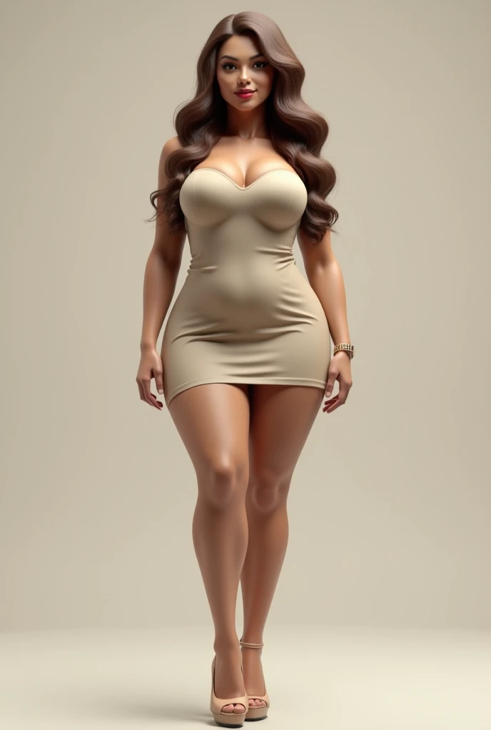 (best quality, ultra-detailed, realistic:1.37),portrait,voluptuous woman,flower,tight dress, Random dress color, passionate look,large buttocks,vibrant colors,soft lighting, standing, full body view, extreme tall, long legs, very tall, tall, black skin