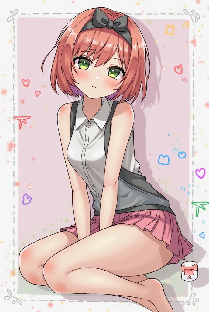 Cute short hair girl Half ass