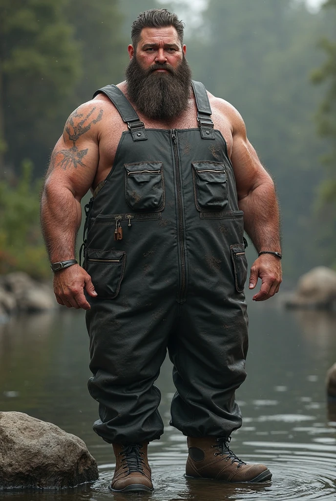  Portrait, of a hot, sexy, huge, hairy,  50 year old musclebear, fat,big hairy belly and chest,cyclist wearing a skin tight  shorts and helmet, extremely huge groin,full body view, with his back to the viewer.
