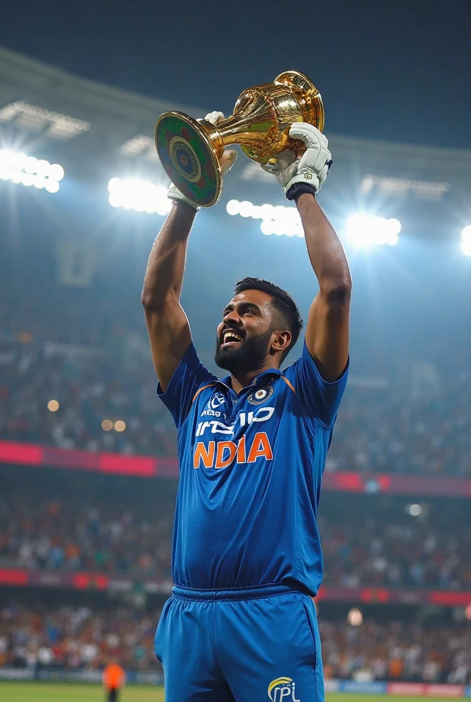 Rohit Sharma lifting the world cup 
