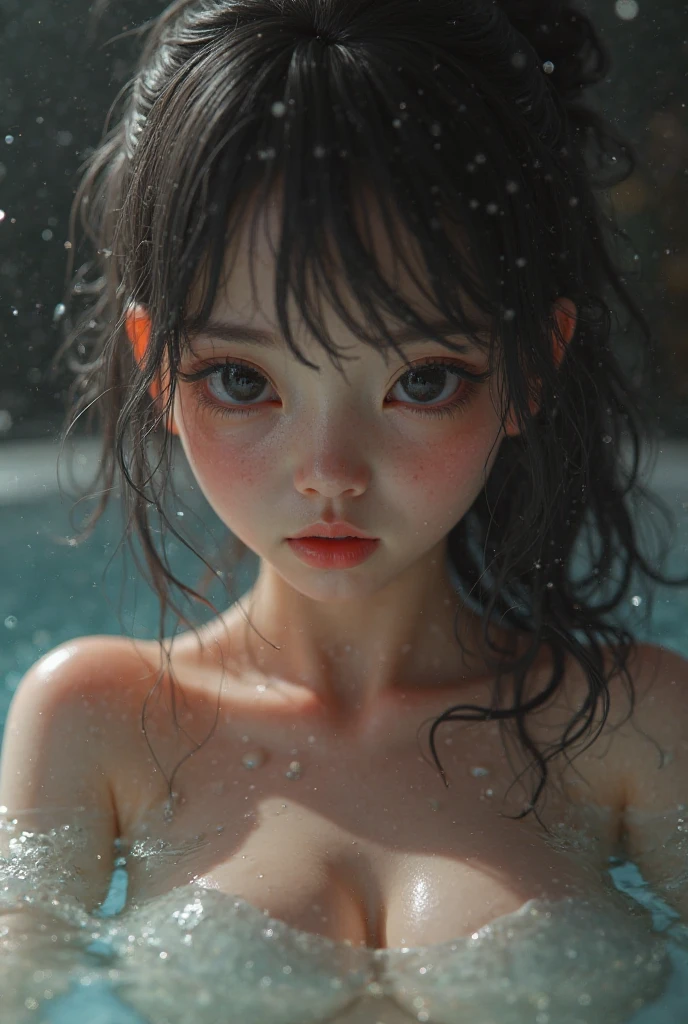 beauty, asian, stuck, protruding, exposed, transparent, wet