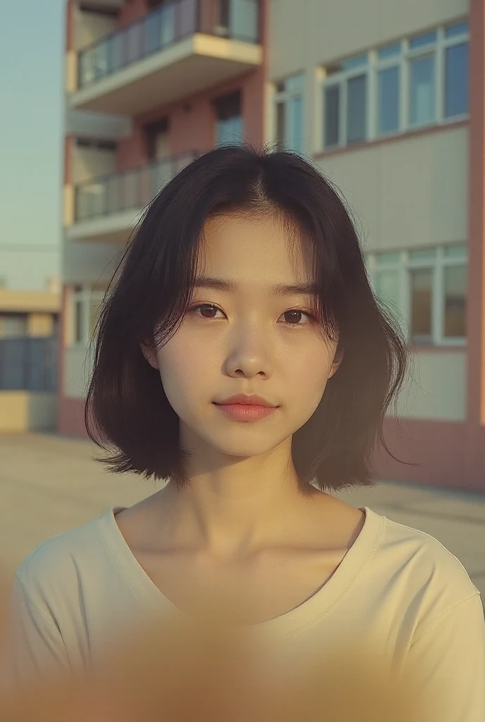 Solo girl, undressed, wearing a red bra, big breasts (obvious, good skin, perfect breast shape, no clothes, upper body, nosebleed, naughty, upper teeth, modern, Realism, image fill, Fujicolor, dithering, high details, textured skin, super detail, high quality, 8k, 16k