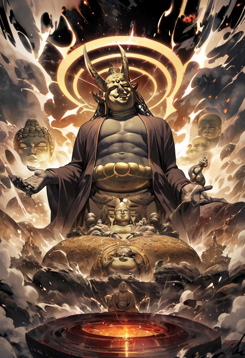 tarot card, the high priest, ((text on card: "EL SUMO SACERDOTE"))artwork by Bill Sienkiewicz, vivid colors, intricate details, oil.