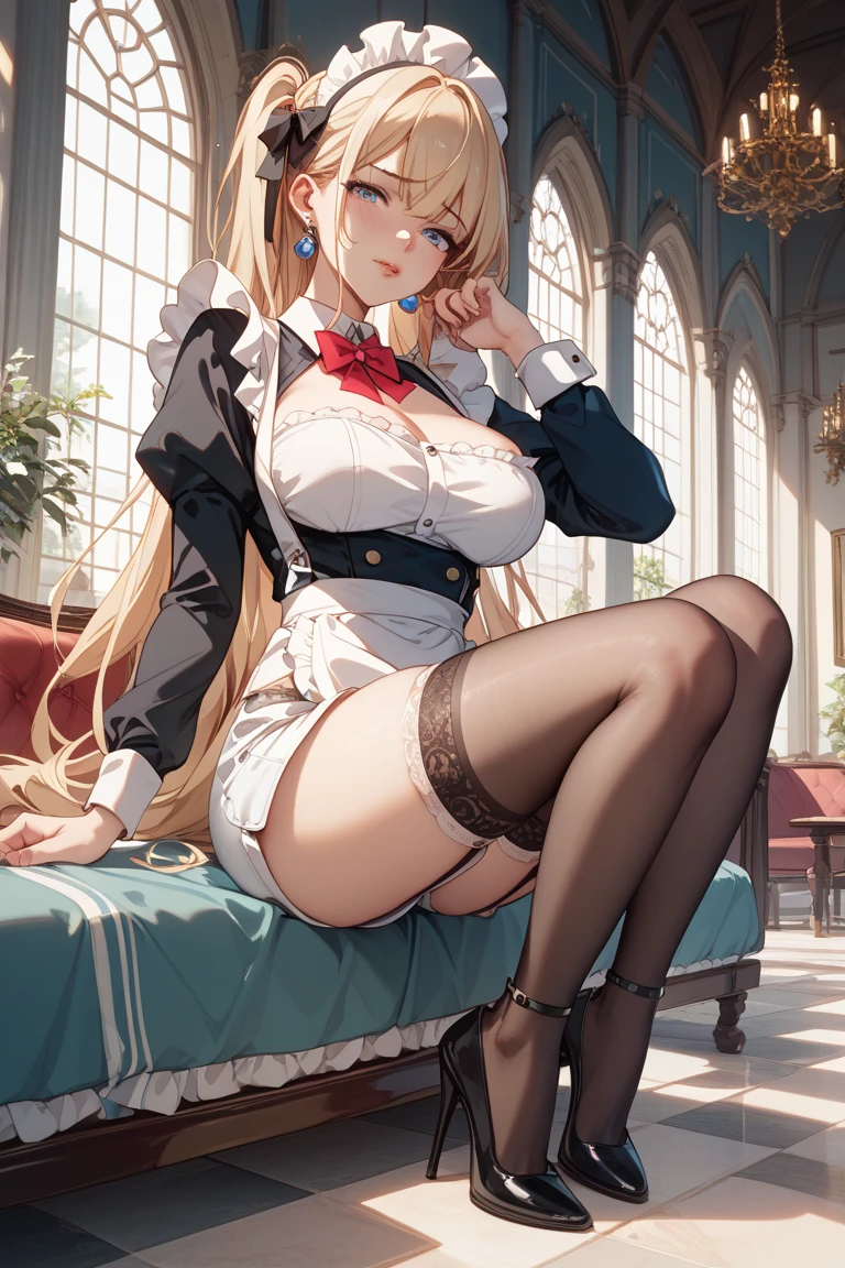 A super sexy secretary, seductive, perfect figure, masterpiece:1.2, high-quality, high-resolution, golden long hair, confident smile, beautiful detailed eyes, professional office attire, sharp focus, soft lighting, vibrant colors, highly detailed background, strategic posture, subtle makeup, realistic skin texture, exquisite jewelry, ultra-detailed, modern furniture, elegant office environment, high-end desktop computer, professional demeanor, captivating gaze, alluring curves, stylized office environment, a beautiful woman