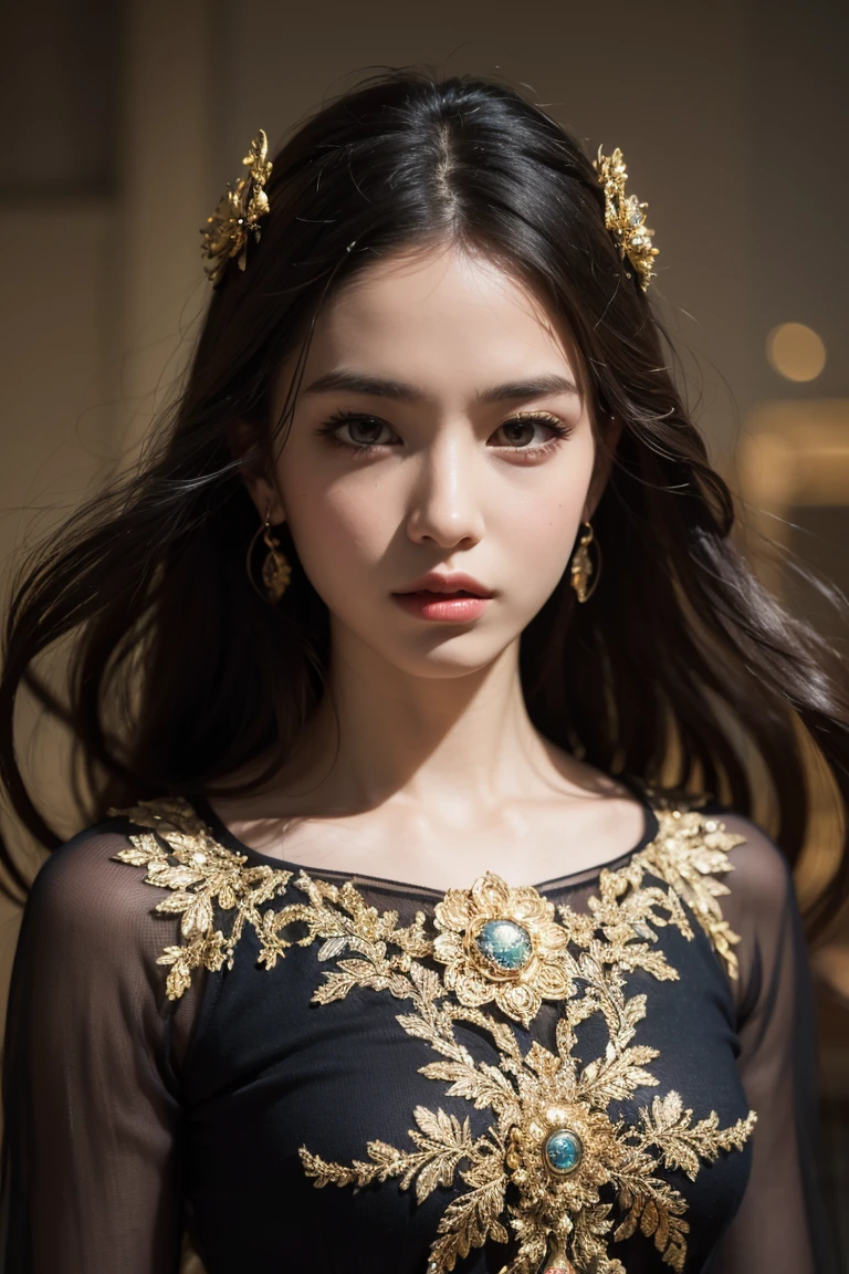 (8k, RAW photo, best quality, masterpiece:1.2), High detail RAW color photo, professional photograph, (realistic, photo realistic:1.37), (best quality:1.2), cinematic light, (finerly detailed face:1.2), (masterpiece:1.5), 1girl, solo, cowboy shot, long hair, wavy hair
BREAK
Dancer, grace, elegance, captivating movements, performance, entrancing dance, combat agility
BREAK
geometric designs, spiritual symbolism, radial balance, intricate patterns, meditative art, cultural expression
BREAK
Doreen style, ornate patterns, rich colors, intricate details, fantasy-inspired, surreal atmosphere, otherworldly visuals