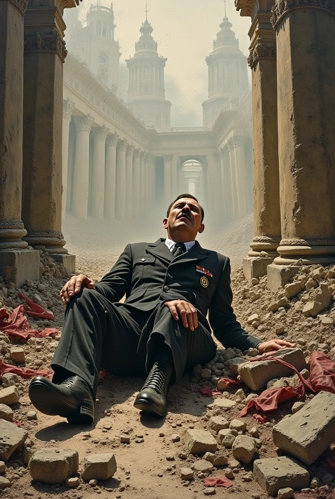Generate an image of a destroyed selfish government