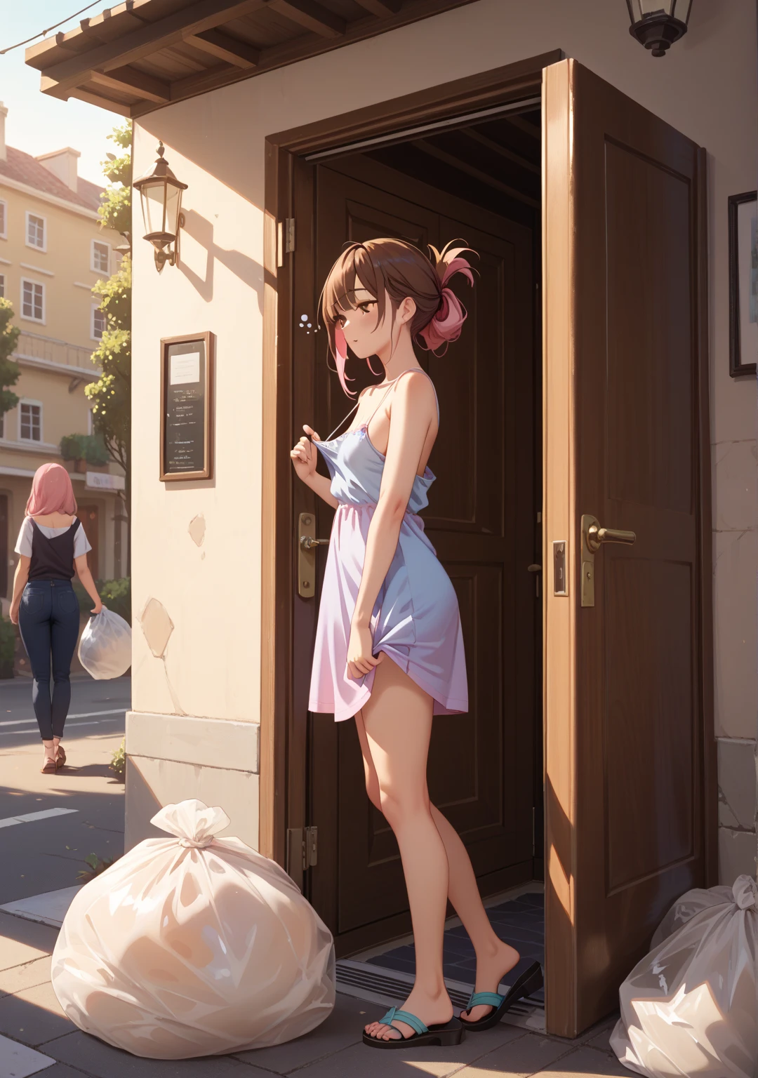 High resolution,masterpiece,highest quality,Amazing visuals,High resolution,masterpiece,highest quality,8-year-old,,Beautiful fingers,Beautiful long legs,Beautiful body,Cute character design、younger sister、Hasaha、Animal ears、Black Hair、Brown eyes、Pointy Ears、short hair、Fox Ears、Animal ears、Black Hair、Brown eyes、Pointy Ears、short hair、Fox Ears、,A smile that melts,Sweaty、Tears run down my cheeks、(Lined up on the shelves of a souvenir shop inside the station、Shame、Red face、Get customers to see it)、
,(Sexy off-the-shoulder see-through negligee、A negligee that is wet with sweat and sticks to the skin、Cute Breasts、Thin chest、Chest is transparent、Cute belly、Squid Belly、Cute belly button、No underwear)、(Sweating profusely:1.4)、The viewer watches from the back of the store.、The girl serves the customers.、Captivating thighs、A customer grabs the girl's arm
,indoor,Her Room, Amazing visuals, ,Clothes that can be seen through the light、Cute female silhouette、Whole body visible、