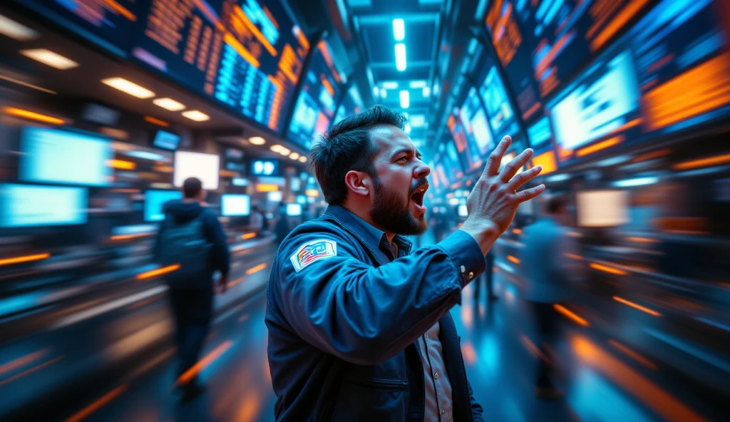 A poor working man in a cheap suit is at an ATM, the business man is freaking out with joy. the ATM is blinking Error on the screen and spitting out a constant stream of money, night
