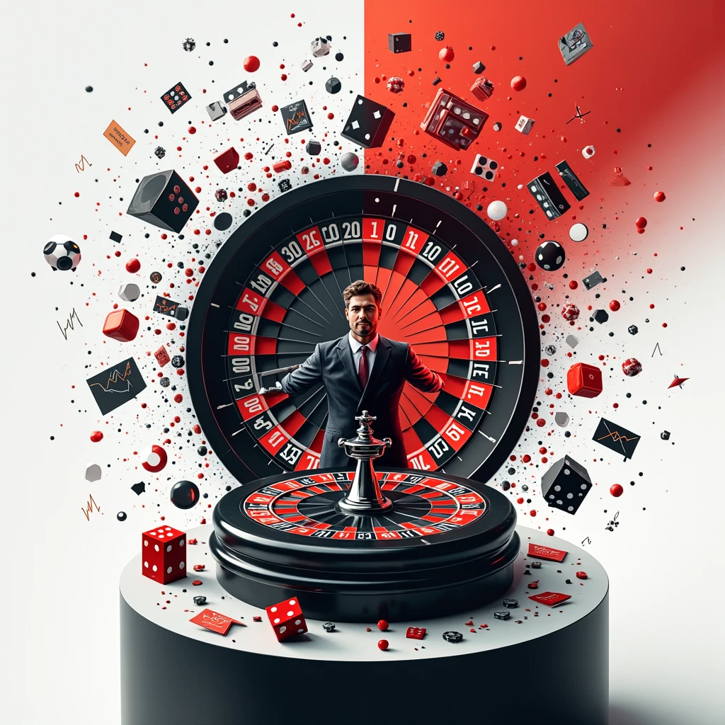 (A young man in a suit with glasses)
(Staring at a giant virtual roulette wheel)
(The roulette wheel is divided into seven zones)