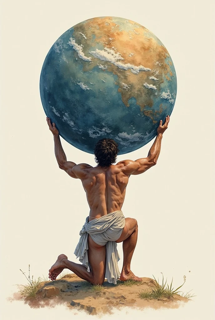Atlas carrying the world flat full body