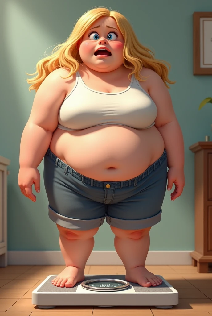 arafed young girl in a skirt standing on a beach with a bridge in the background, obese, obese ), hyperrealistic full figure, fat woman, an obese, morbidly obese, erwin olaf, highly realistic photo, a portrait of a plump woman, artem chebokha, highly realistic photograph, super realistic photo, inspired by Frieke Janssens