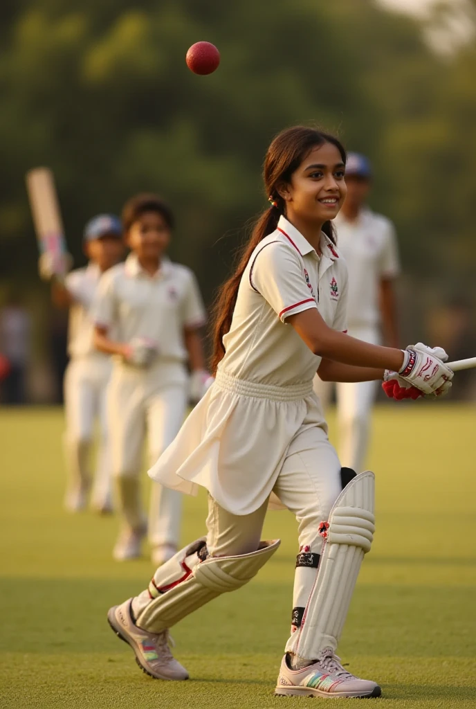 Playing shot cricket girl