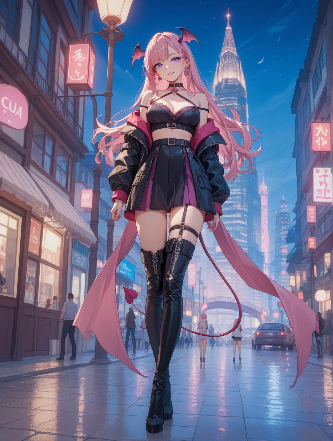 Accurate female body、Human body、giantess、A woman bigger than a building、The growing human body、Giantess、Completely naked、Giant Devil、Villainess、Bad guy、Messenger from Hell、Sit with your legs apart、masterpiece、Detailed illustrations、precise illustration、High quality、blush、Cute woman、Bob Hair、Small Townの上に座っている、Big nipples、Open your mouth、walk、to crush with one's feet、Low - Angle、Small Town、A small city in ruins、都市のLow - Angleの遠景、Flying debriasterpiece、Anatomically correct、sand smoke、Smoke is rising、Building burns、Gloomy Weather、night、Horror、Catastrophe、thunder、storm、rain
