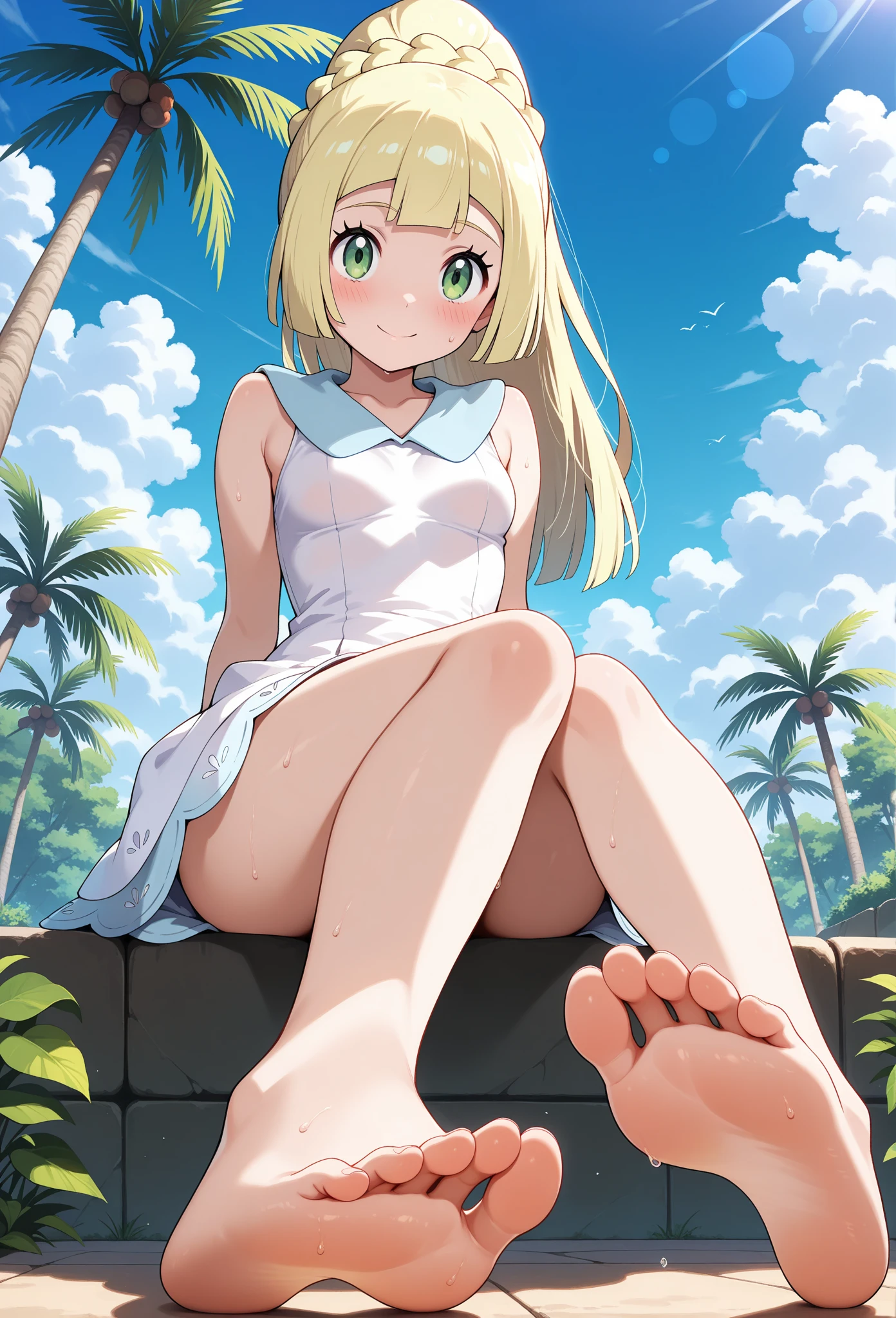 pretty girl, long blonde hair, green eyes, summer dress, straw hat, sandals, photorealistic, high quality, greg rutkowski, wet body, summer park on the background, (((bare shoulders))), (((bare chest))), paffy nipples, spread legs, cum dripping on the chest, spread pussy, breast hugging, orgasm, small breasts,, cowgirl position, submission, rough sex