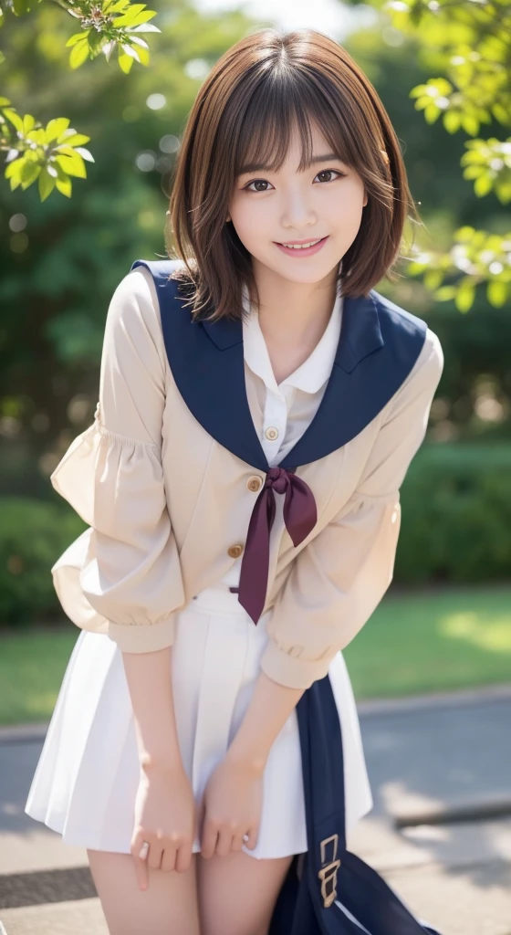 (School uniform、Disney land:1.9),(((Kamimei、At Disneyland、Embarrassing、red blush、embarrassed from、Mouth ajar))),((((small tits、oestrus、I'm))))、masutepiece, 1girl in, best qualtiy, Ultra Detail, (shiny), (Small)、(((with blush cheeks,))),Ray tracing,Perfect Lighting, (milky skin:1.2),reflection, up looking_で_viewer, blush, bow ribbon, yellow_Eyes, White choker, Low_Twin-tailed、(((A slender,Japan's cutest 28-year-old beautiful girl))),Small ribbons in the hair、Contrast Legs
