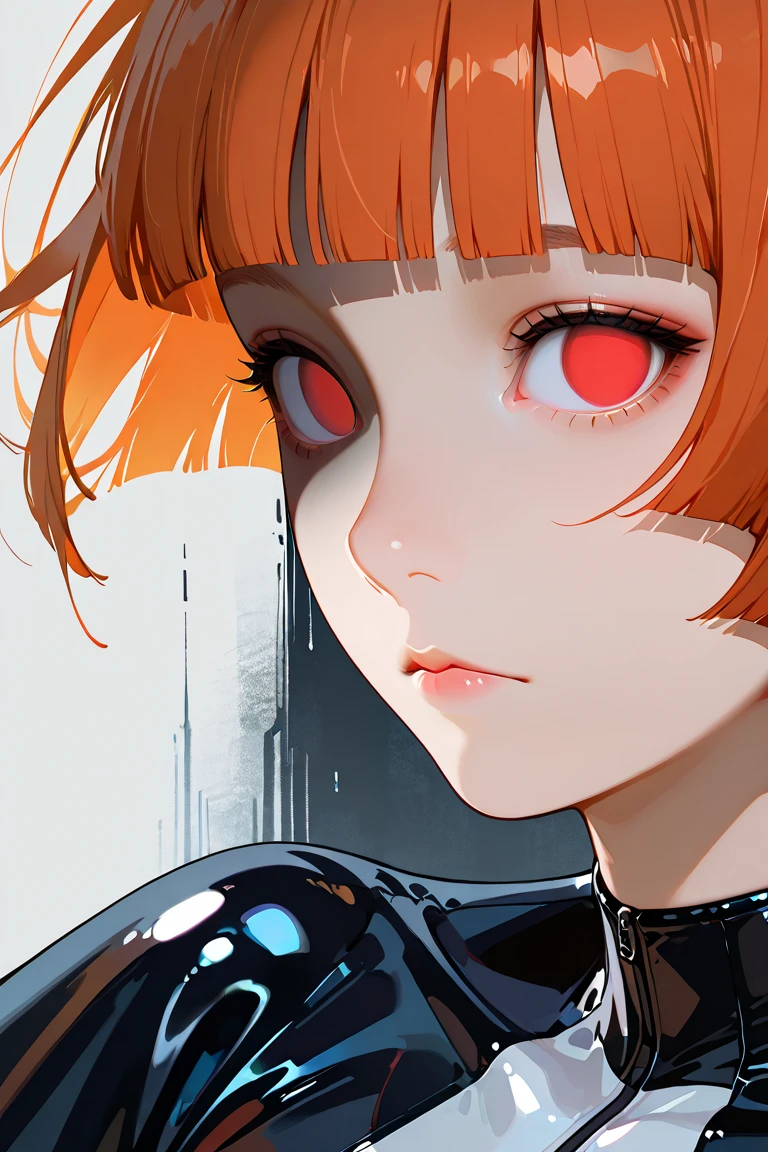 UHD, 8k, ultra detailed(professional quality, highly detailed, perfect lighting, natural lighting), best quality, high quality, highres, 16k, award winning, masterpiece, close up, various angles, best quality, (((1girl, solo: 1.3))), ((( redhair bob cut, center part, close cut nape and base of skull, stacked bob, exposed nape1.2))),, looking off to side, yellow eyes, pantyhose, short shorts, turtleneck, ribbed sweater, detailed eyes, focus on face, dark fantasy, in the spiders cavernous lair, in a cave, detailed backgrounds, ((cocoons in background)), ((desiccated bodies in cocoons hang in spider web in far background))