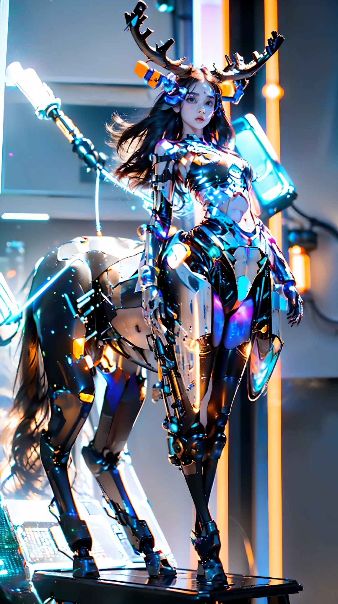(delicate face, 20 year old KPOP idol {cyborg} girl, (carbon fiber cyborg body), carbon fiber body, {{angled bob}}, (big breasts:1.15), (mechanical joint), bangs, attractive curves, central pelvis, seaside, standing posture, beach, glowing skin, ((Puffia leolas)), (High leg, spread your legs, camel toe, camel toe, vulva shaped:1.25), (cyber punk, Science fiction:1.2), [[[shining neon]]], (Upper body:1.15), (8K, RAW photo, highest quality, masterpiece: 1.45), (NSFW:1.15)、(camel toe, camel toe, vulva shaped:1.25)