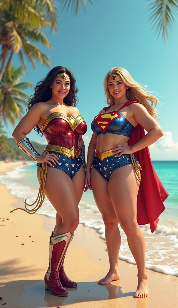 2 mulheres lindas, exatamente realista, sexy, mulher maravilha e giganta