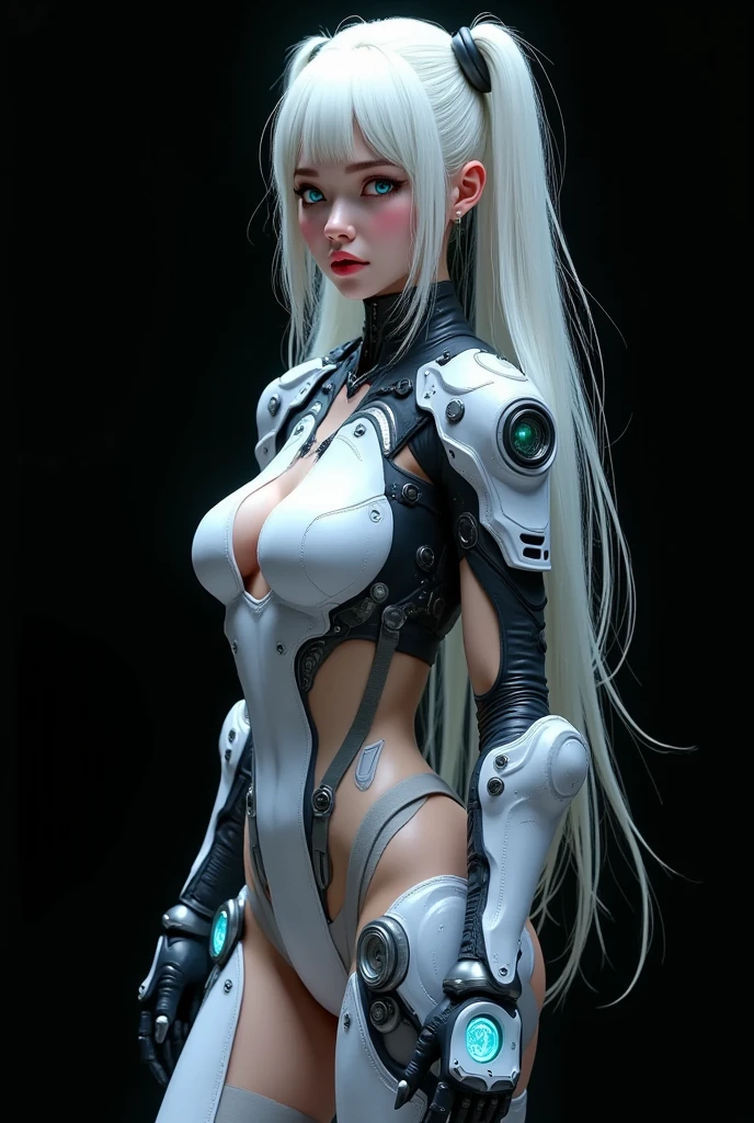 complex 3d render ultra detailed of a beautiful porcelain profile woman android face, cyborg, robotic parts, 150 mm, beautiful studio soft light, rim light, metallic exoskeleton spine, vibrant details, hollow torso, metal ribs, luxurious cyberpunk, lace, hyperrealistic, anatomical, facial muscles, cable electric wires, microchip, elegant, beautiful background, octane render, H. R. Giger style, 8k, best quality, masterpiece, illustration, an extremely delicate and beautiful, extremely detailed ,CG ,unity ,wallpaper, (realistic, photo-realistic:1.37),Amazing, finely detail, masterpiece,best quality,official art, extremely detailed CG unity 8k wallpaper, absurdres, incredibly absurdres,  robot, silver halmet, full body, sitting