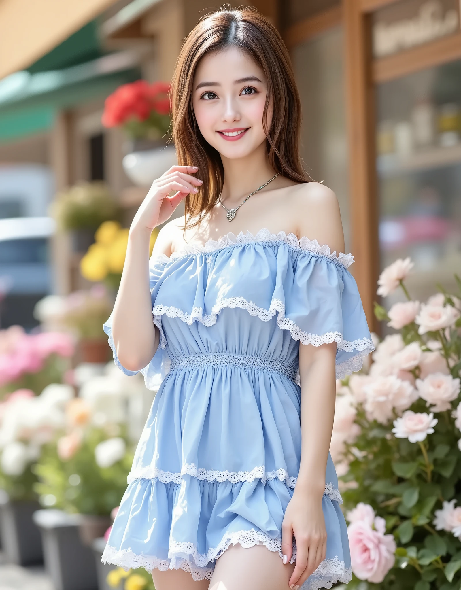 1girl,(RAW photo, best quality), (realistic, photo-realistic:1.4), masterpiece, an extremely delicate and beautiful, extremely detailed, 2k wallpaper, Amazing, finely detail, extremely detailed CG unity 8k wallpaper, ultra-detailed, highres, soft light, beautiful detailed girl, extremely detailed eyes and face, beautiful detailed nose, beautiful detailed eyes,cinematic lighting,perfect anatomy,
(mini dress:1.3), bokeh, close up,
(at a night downtown:1.3),looking at viewer, young japanaese idol,
(smile:1.4),  <lora:hiedanene_lora-v2_05:0.9>