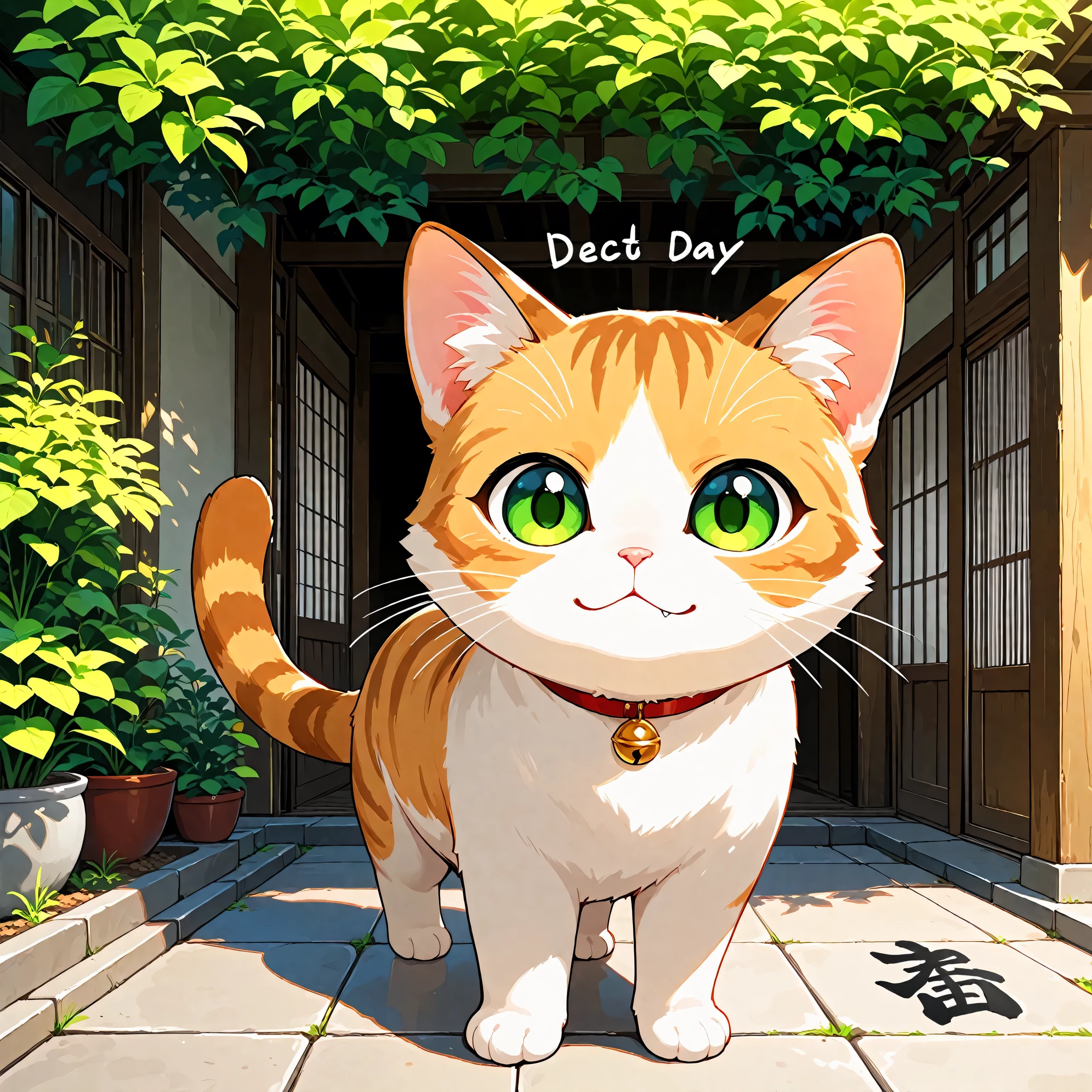 (masterpiece), (best quality), (ultra-detailed), Accompanied by a cat, (cute cat), outdoors, cat world, absurderes, Hi-Res, ultra-detailed, BREAK, Expressive lettering, Elegant décor, Design images featuring beautiful calligraphy with craftsmanship and skill, cat of a day,
