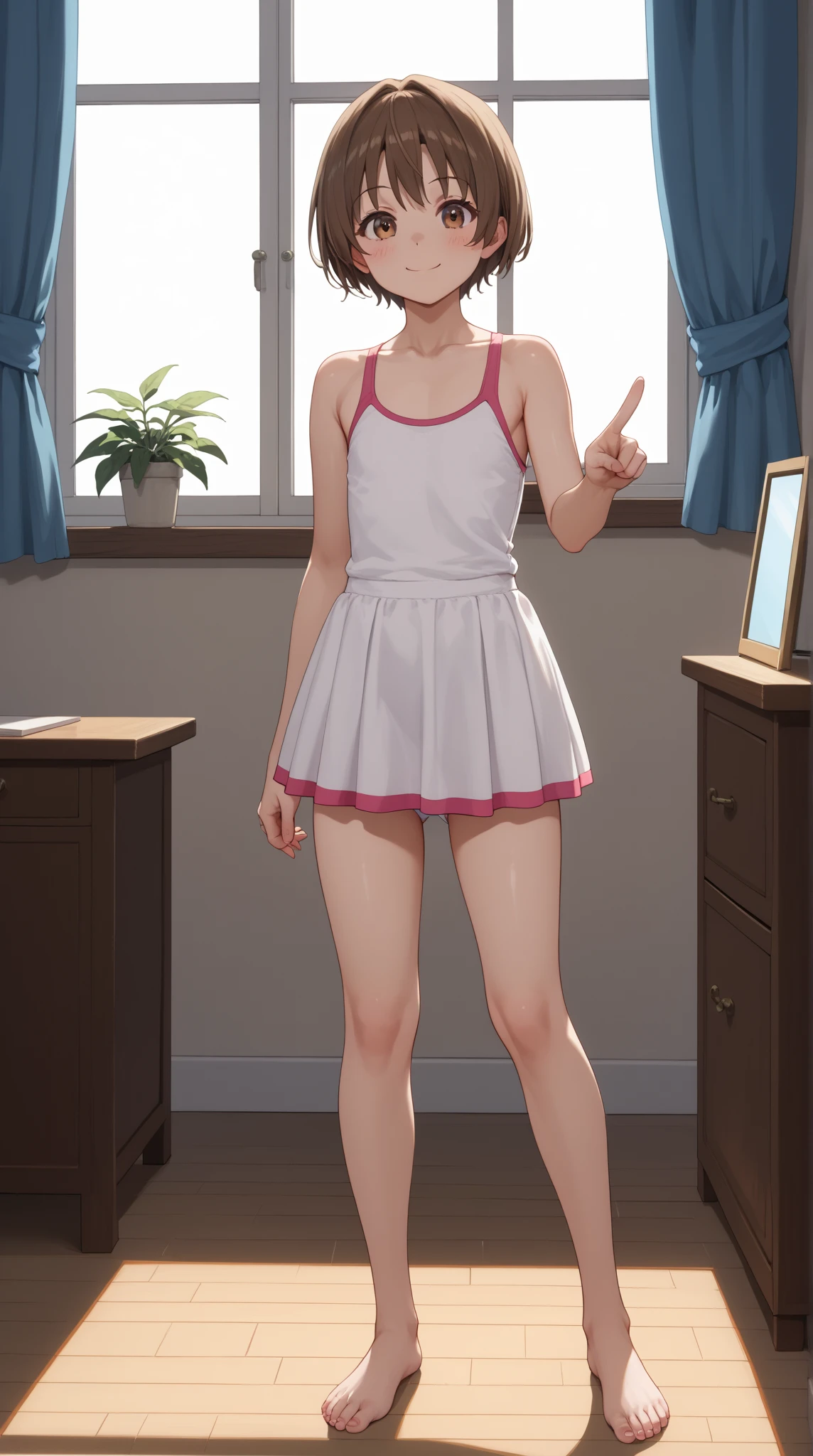 masterpiece, best quality,anime style, 1 girl,(((slender body))), (((small eyes))),(((tennis uniform,red hair ribbon))), (beautiful face), (((short hair))), (((straight hair))), ((((blonde hair)))),detailed beautiful skin, (perfect hands, perfect anatomy),scream