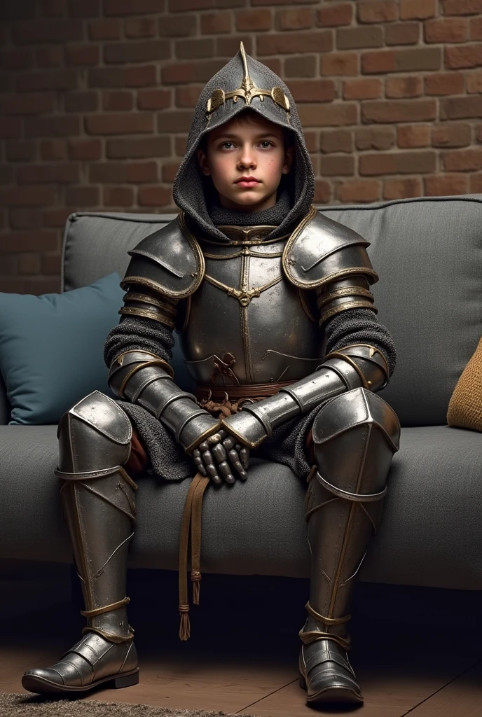 14 year old girl with short dark hair and light brown skin with small breasts cos playing as knight