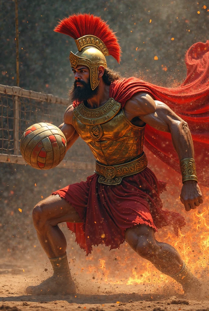 A tamil king with site pose and football background