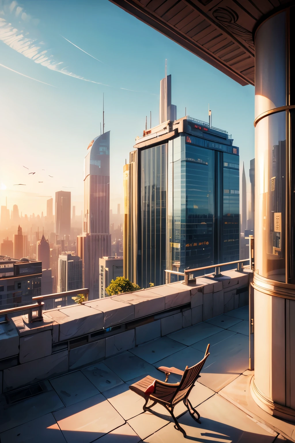 (top quality:1.2)。solarpunk。Solar Punk Beautiful Futuristic City。Tidling Afternoon Sunlight。Calm Sky。