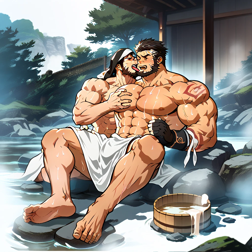 (By ZaxxonZ, by Kagemusha7, by ArtemisDraws)
Smiley tanned, no SFW scene, bodies extremely detailed, two men manly, with his boyfriends, his big pecker loincloth-covered, lying on each other, grasping tight, showing his big botty up, clearly visible pectorals, oily shiny skin. Masterpiece 8K RAW CG Unity, anime style, long exposure, big-closed (plongée view angle) from backside, open mouth, swallow, shallow path, backyard, no clothes, no female.