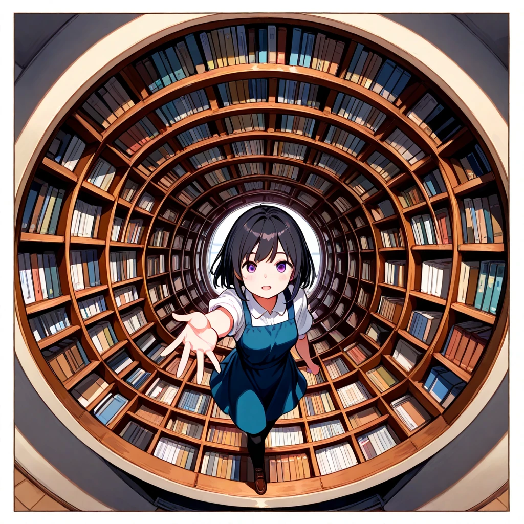 japanese Cute Baby,a small face,16yo,(glasses, twin braids),(White blouse,Navy Pleated Skirt,Brown Loafers),(beautiful Detailed face),dynamic angle,Immerse yourself in reading,BREAK, in Planet Made of Books,Many books floating in air,