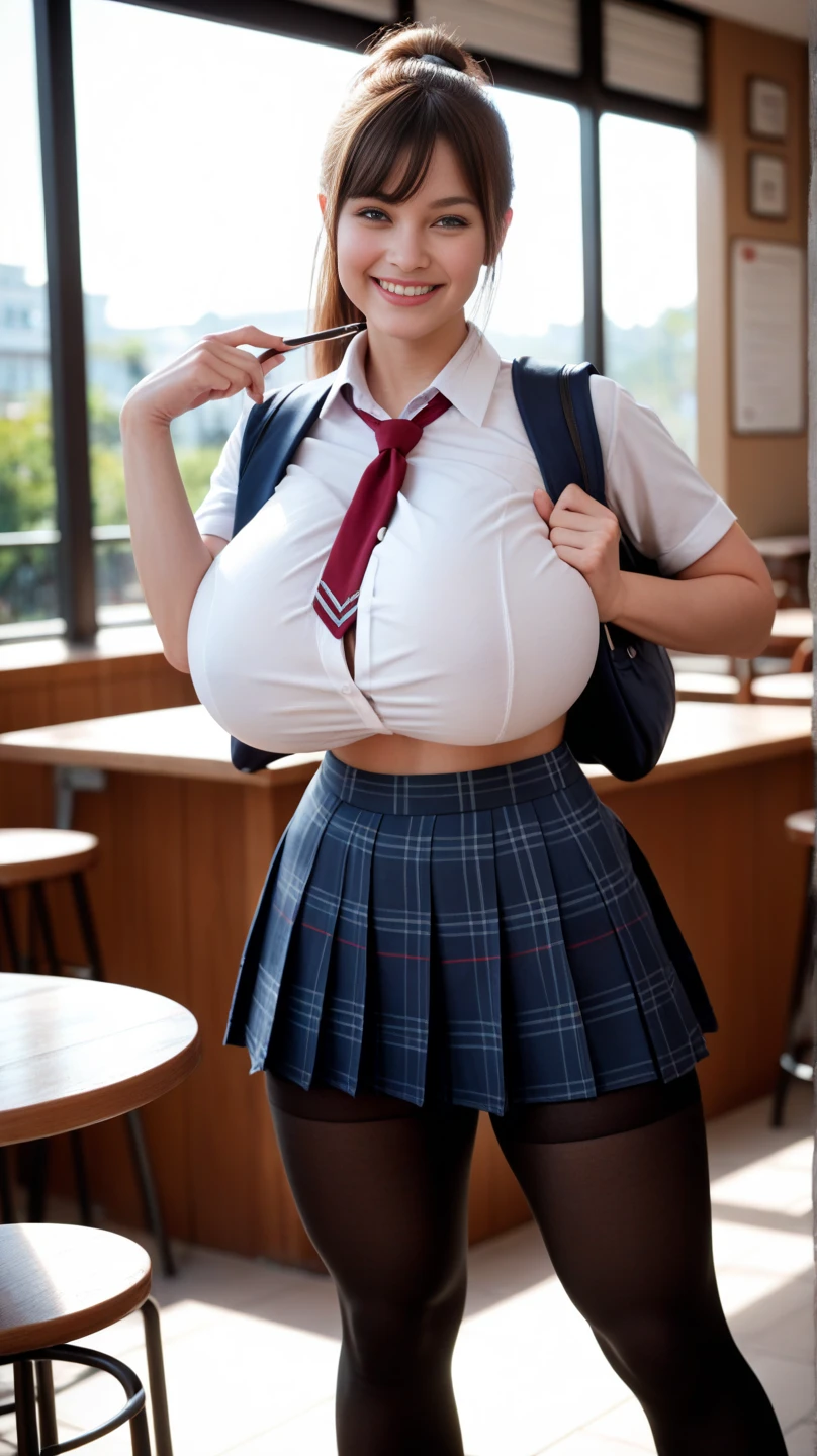 Very detailed、masterpiece、Highest quality、Ultra-high resolution、8K High Resolution、Photogenic transparency、Detailed eyes、Gradation、Perfect anatomical figure ,hard disk、Hmph , Nikon Z9 80mm Lens , Tabletop、Street in front of Tokyo Station、Standing model、shirt、(school uniform:1.5)、(((Skirts must be worn)))、(((Lift the hem of a skirt)))、Panty Focus、Too bright natural light、sunlight、(((While standing, She lifts her skirt to show her pussy to the camera.)))、(((Beautiful and white teeth)))、(((Raise your skirt higher and higher,Show your pussy to the camera)))、Ultra slim body、(Very large breasts:1.9)、Slim model body shape、Beautiful posture、Wearing a collar、Earrings、Earrings、((Navy Blue Skirt))、crowd、Erect nipples、ponytail、shaved pussy,Thin eyebrows、Short skirt,Transparent chest
