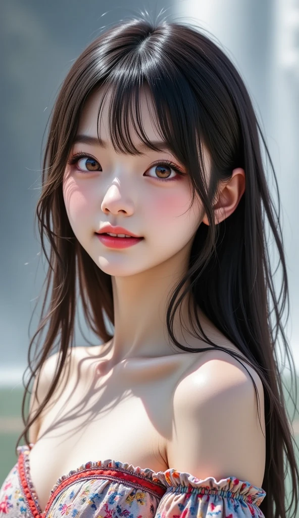 View your viewers,high school girl,Leaning forward,(Random cute clothes),(Random Animation Pose),(Thin type),(Large Breasts),(Random hairstyle),(Best image quality, (8K), Ultra-realistic, 最high quality, high quality, High resolution, high qualityの質感, Attention to detail, Beautiful details, Fine details, Highly detailed CG, Detailed Texture, Realistic facial expressions, masterpiece, in front)、Summer Dresses