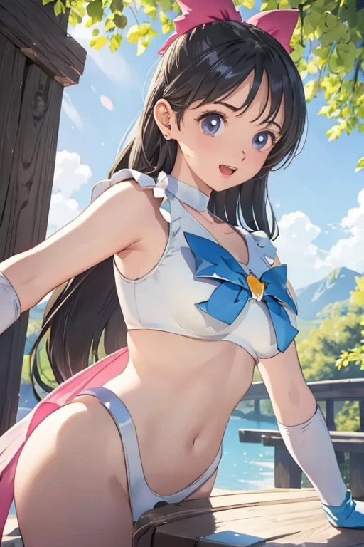 masterpiece, ultra-detailed, best quality, extremely detailed, 8k, high res, realistic, 1girl, 18yo, beautiful girl,BREAK,(voluptuous bust:1.3),(Gaunt , thin waist:1.2),BREAK,(Navel exposed:1.2),BREAK,pairon,Fighting Pose,