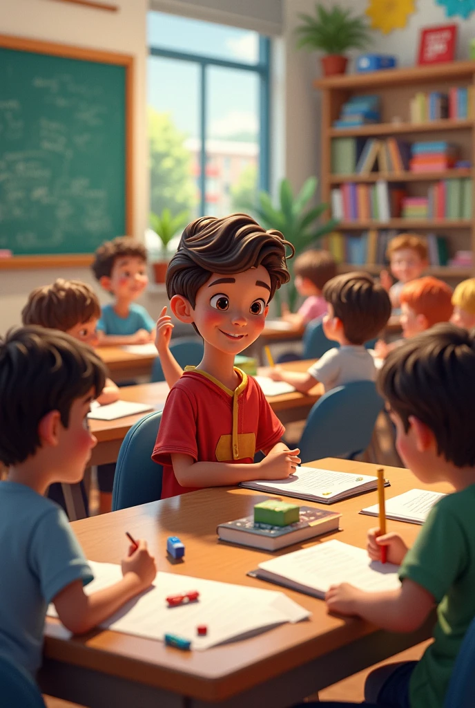 School boy with black board in the garden area Looking audience