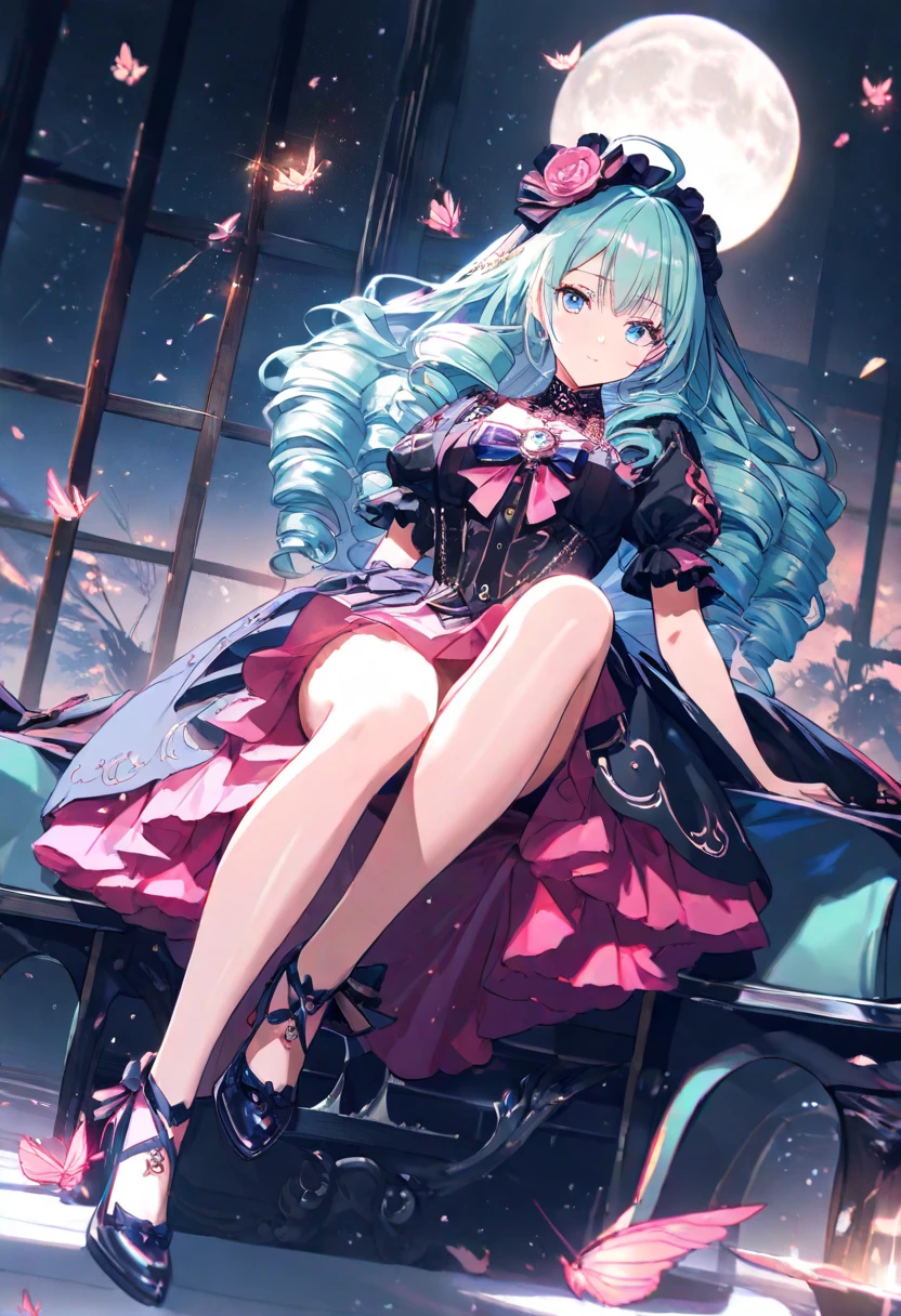 (Highest quality,4K,High resolution,masterpiece:1.2),Very detailed,Realistic:1.37,,(whole body, legs and 靴 visible: 1.2),、The thief、Thief、10 convictions、Criminal Woman、bad woman、To rob、Raiding the store、Anime Style、Storytelling、、beautiful girl、とてもcute天使、Pink Gothic Dress、cute、Baby Face、smile、Long skirt、Blood splatter,(Blood splatter:1.1),Black long boots、(クレイジーなsmile:1.3)、クレイジーなsmile, beautiful, Delicate facial features, Sharp Eye, Sharp Fangs, Mouth very open, Bare your teeth,Sharp teeth like a beast, Very wide lips, Very wide mouth, Vermilion cheeks,、Big Breasts、Hair band
