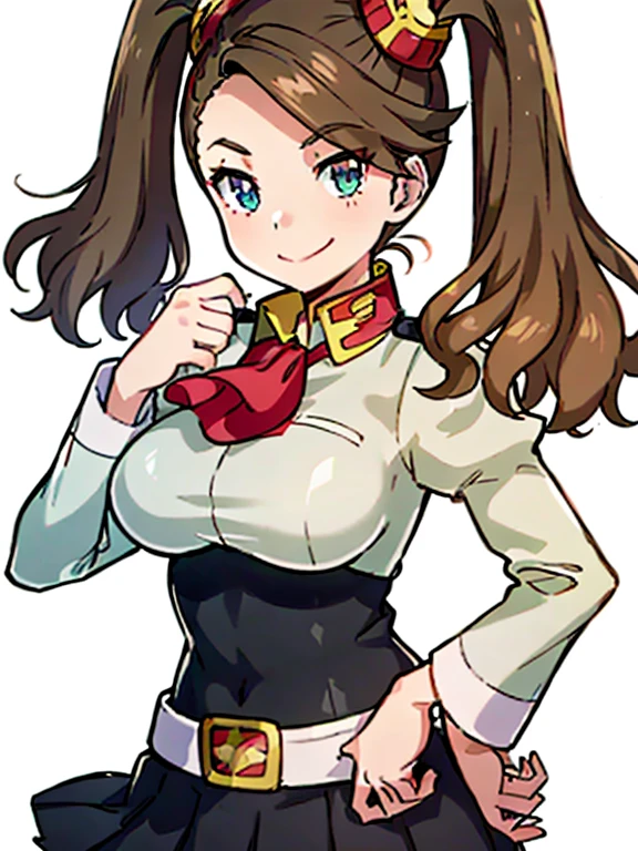 tron_bonne_megamanl, 1girl, solo, green eyes, brown hair, gloves, earrings, hairband, jewelry, cropped jacket, pantyhose, pink gloves, hair pulled back, glasses, ((labcoat)), masterpiece, high quality, turned around, showing butt, laboratory, tool wall