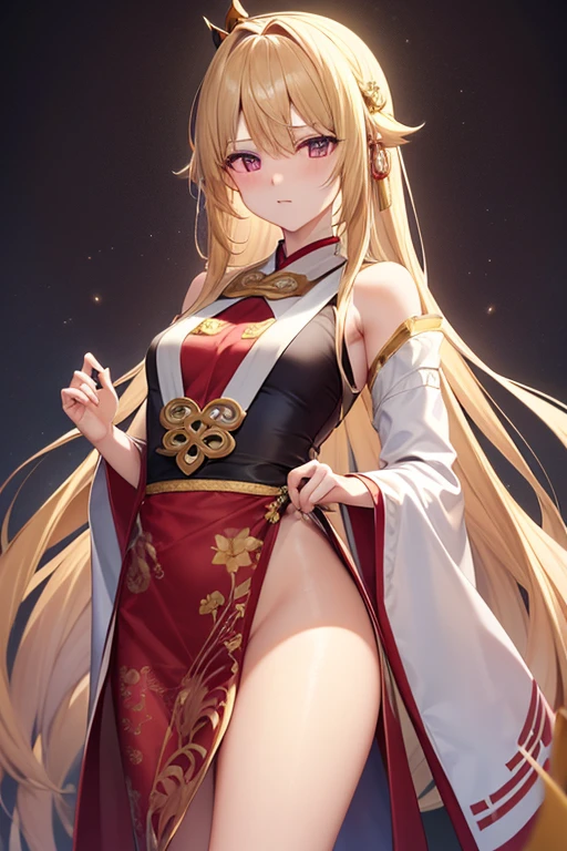 (fighting image:1.2),((1girl:1.5),curvy,petite,beautiful breasts,large breasts,pale skin,(pointy breasts),(erect nipples)),((realistic),8k,ultra hd,high resolution,best quality,masterpiece,(Sense of presence:1.5),(Dynamic:1.5),(bold:1.5)),((long hair),((thin hair:1.8)),(straight hair:1.5),(Swept bangs:1.5),(extra light coppery amber hair),(hair over one eye)),(clothed:1.5),(leather boots,(leather armor),(embroidered miko,see through))