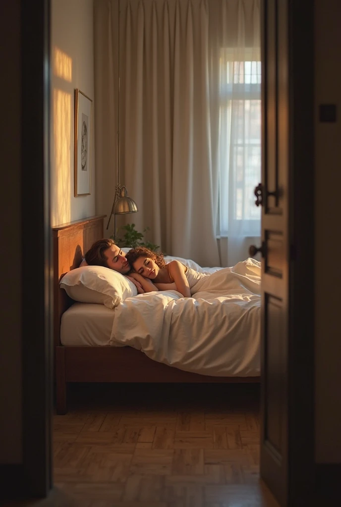 Best Quality, Masterpiece, super high resolution, surrealism, room, empty bed with a baby sleeping in the bed